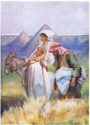 La fuite en Égypte, tiré de The Bible Picture Book publié par Thomas Nelson, vers 1950